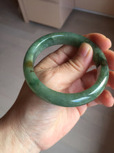 Load image into Gallery viewer, 55.5mm Certified Type A 100% Natural oily dark green(老油青)/gray Jadeite bangle BG227-3215