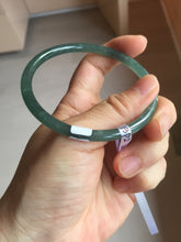 Load image into Gallery viewer, 60.5mm Certified Type A 100% Natural icy watery dark green/blue/gray/black slim round cut Guatemala Jadeite bangle BP12-7035