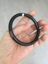 Load image into Gallery viewer, 62mm 100% Natural dark green/black meteorite Stellar Night sky slim round cut nephrite bangle HF111-1265