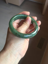 Load image into Gallery viewer, 57.5mm Certified Type A 100% Natural oily dark green(老油青)/gray Jadeite bangle BG226-3213