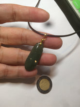 Load image into Gallery viewer, 100% Natural dark green blessed melon Jadeite Jade pendant AQ70