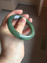 Load image into Gallery viewer, 55.5mm Certified Type A 100% Natural oily dark green(老油青)/gray Jadeite bangle BG225-3214