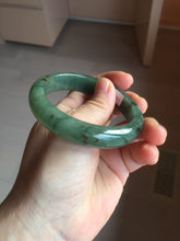 Load image into Gallery viewer, 55.5mm Certified Type A 100% Natural oily dark green(老油青)/gray Jadeite bangle BG225-3214