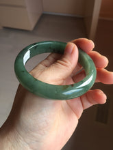 Load image into Gallery viewer, 55.5mm Certified Type A 100% Natural oily dark green(老油青)/gray Jadeite bangle BG225-3214