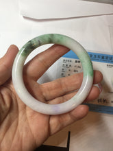 Load image into Gallery viewer, 56mm Certified Type A 100% Natural sunny green purple round cut Jadeite Jade bangle PB99-4951