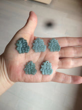 Load image into Gallery viewer, 100% Natural icy watery blue/green/gray jadeite jade blessed fortune pendant BG7