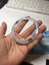 Load image into Gallery viewer, 57.5mm certified 100% natural type A icy watery white beige with green floating flowers flat jadeite bangle PD26-5816