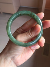 Load image into Gallery viewer, 55.5mm Certified Type A 100% Natural oily dark green(老油青)/gray Jadeite bangle BG225-3214
