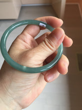 Load image into Gallery viewer, 61mm Certified Type A 100% Natural icy watery dark green/blue/gray/black slim round cut Guatemala Jadeite bangle BP29-7056