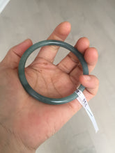 Load image into Gallery viewer, 59.2mm Certified Type A 100% Natural icy watery deep sea dark green/purple/blue/gray/black slim round cut Guatemala Jadeite bangle AU75-3792