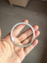 Load image into Gallery viewer, 54.5mm Certified Type A 100% Natural icy watery white/light green/light purple flat slim Jadeite Jade bangle BG224-8576