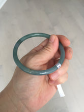 Load image into Gallery viewer, 59.2mm Certified Type A 100% Natural icy watery deep sea dark green/purple/blue/gray/black slim round cut Guatemala Jadeite bangle AU75-3792