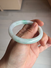 Load image into Gallery viewer, 51mm Certified Type A 100% Natural sunny green white Jadeite Jade oval bangle D161-5352