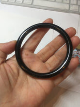 Load image into Gallery viewer, 62mm 100% Natural dark green/black meteorite Stellar Night sky slim round cut nephrite bangle HF111-1265