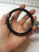 Load image into Gallery viewer, 62mm 100% Natural dark green/black meteorite Stellar Night sky slim round cut nephrite bangle HF111-1265