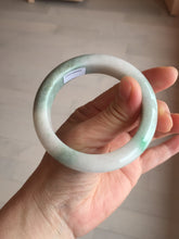 Load image into Gallery viewer, 54.5mm Certified 100% natural Type A sunny green/white chubby jadeite jade bangle BK96-0319