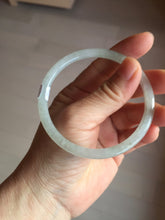 Load image into Gallery viewer, 58.5mm Certified Type A 100% Natural icy watery white/light green flat slim Jadeite Jade bangle BG223-8575