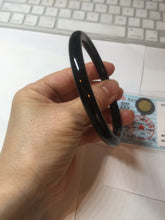 Load image into Gallery viewer, 62mm 100% Natural dark green/black meteorite Stellar Night sky slim round cut nephrite bangle HF111-1265