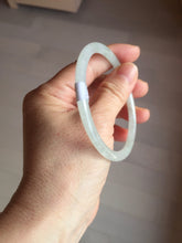 Load image into Gallery viewer, 58.5mm Certified Type A 100% Natural icy watery white/light green flat slim Jadeite Jade bangle BG223-8575