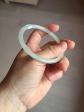 Load image into Gallery viewer, 58.5mm Certified Type A 100% Natural icy watery white/light green flat slim Jadeite Jade bangle BG223-8575