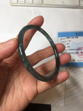 Load image into Gallery viewer, 61mm Certified Type A 100% Natural dark green/blue/gray Guatemala slim round cut Jadeite bangle PD175-2496