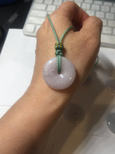 Load image into Gallery viewer, 22.3-26.6mm Type A 100% Natural light purple white Jadeite Jade Safety Guardian Button donuts Pendant BF136