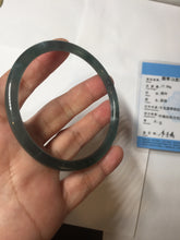 Load image into Gallery viewer, 61mm Certified Type A 100% Natural dark green/blue/gray Guatemala slim round cut Jadeite bangle PD175-2496