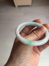 Load image into Gallery viewer, 51mm Certified Type A 100% Natural sunny green white Jadeite Jade oval bangle D161-5352