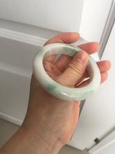 Load image into Gallery viewer, 54.5mm Certified 100% natural Type A sunny green/white chubby jadeite jade bangle BK96-0319