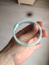 Load image into Gallery viewer, 52.8mm Certified type A 100% Natural sunny green/white square Jadeite Jade bangle BF63-4716