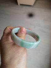 Load image into Gallery viewer, 52.8mm Certified type A 100% Natural sunny green/white square Jadeite Jade bangle BF63-4716