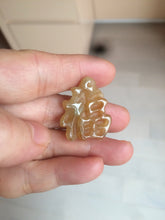 Load image into Gallery viewer, 100% Natural light sugar yellow/green jadeite Jade blessed fortune pendant BG6