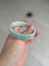 Load image into Gallery viewer, 52.8mm Certified type A 100% Natural sunny green/white square Jadeite Jade bangle BF63-4716
