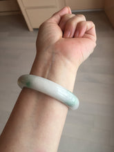 Load image into Gallery viewer, 54.5mm Certified 100% natural Type A sunny green/white chubby jadeite jade bangle BK96-0319