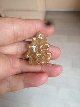 Load image into Gallery viewer, 100% Natural light sugar yellow/green jadeite Jade blessed fortune pendant BG6