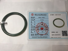 Load image into Gallery viewer, 62mm certified 100% Natural dark green black (碧玉) slim round cut nephrite Jade bangle HT108-0138