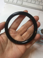 Load image into Gallery viewer, 61.4mm certified 100% Natural dark green/black meteorite Stellar Night sky slim round cut nephrite bangle HF114-1255