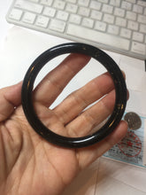 Load image into Gallery viewer, 61.4mm certified 100% Natural dark green/black meteorite Stellar Night sky slim round cut nephrite bangle HF114-1255