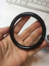 Load image into Gallery viewer, 61.4mm certified 100% Natural dark green/black meteorite Stellar Night sky slim round cut nephrite bangle HF114-1255