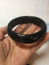 Load image into Gallery viewer, 60mm 100% Natural dark green/black meteorite Stellar Night sky broad style nephrite Jade bangle HF115-1247