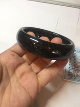 Load image into Gallery viewer, 60mm 100% Natural dark green/black meteorite Stellar Night sky broad style nephrite Jade bangle HF115-1247