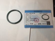 Load image into Gallery viewer, 59.5mm Certified Type A 100% Natural dark green/blue/gray Guatemala slim round cut Jadeite bangle PD177-2483