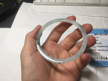 Load image into Gallery viewer, 58.3mm certified 100% natural type A light green white with green floating flowers flat jadeite bangle PD29-5817