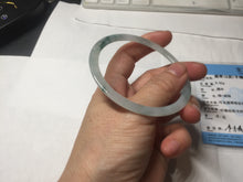 Load image into Gallery viewer, 58.3mm certified 100% natural type A light green white with green floating flowers flat jadeite bangle PD29-5817