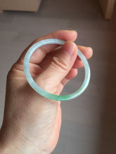 Load image into Gallery viewer, 50.5mm certified 100% natural Type A sunny green/white thin flat jadeite jade bangle BG219-8578