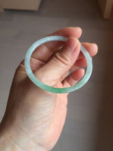 Load image into Gallery viewer, 50.5mm certified 100% natural Type A sunny green/white thin flat jadeite jade bangle BG219-8578