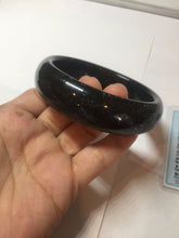 Load image into Gallery viewer, 60mm 100% Natural dark green/black meteorite Stellar Night sky broad style nephrite Jade bangle HF115-1247