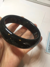 Load image into Gallery viewer, 60mm 100% Natural dark green/black meteorite Stellar Night sky broad style nephrite Jade bangle HF115-1247