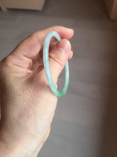 Load image into Gallery viewer, 50.5mm certified 100% natural Type A sunny green/white thin flat jadeite jade bangle BG219-8578