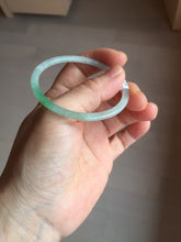Load image into Gallery viewer, 50.5mm certified 100% natural Type A sunny green/white thin flat jadeite jade bangle BG219-8578